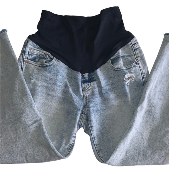 Old Navy OG Straight Full Panel Maternity Light Wash Jeans Size 6 Distressed - Picture 8 of 16